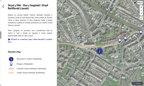 Screenshot of the Llanelli Active Travel Public Consultation.