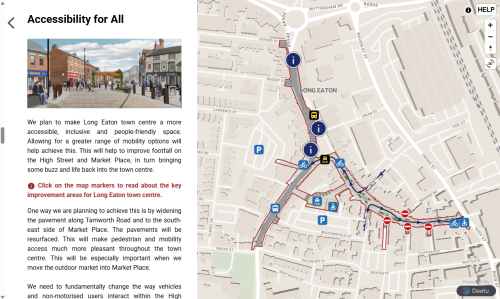 Screenshot of the Long Eaton High Street and Tamworth Road Public Engagement.