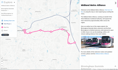 Screenshot of our Midlands Metro bid.