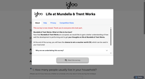 Screenshot of the Mundella and Trent Works Public Survey tool.