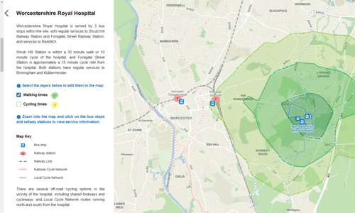 Screenshot of the NHS Trust Consultation tool, showing a map of the proposals.