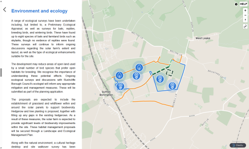 Screenshot of the Sutton Bonington Public Consultation.