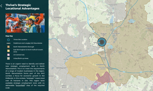 Screenshot of the Thrive Masterplan Public Consultation tool, showing a map of the proposals.